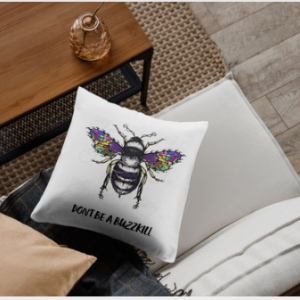 digital design of bee on pillow mockup